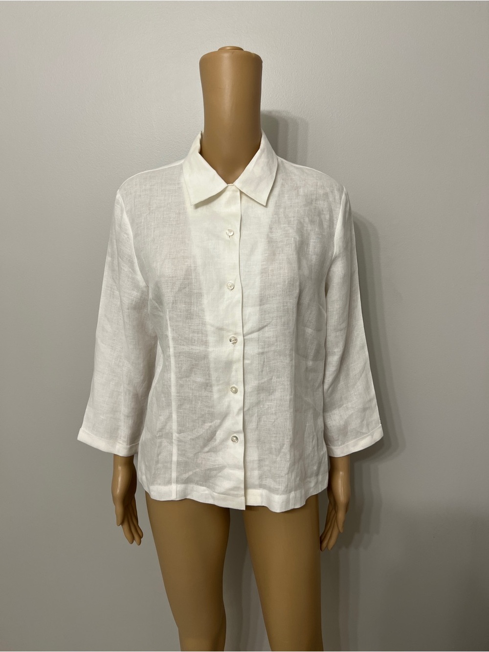 Talbots Women’s White 100% Irish Linen Button Up Shirt Sz 12